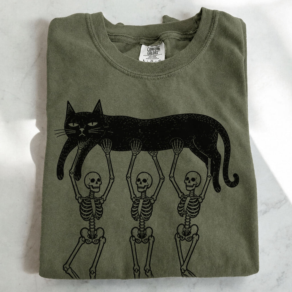 Lazy Bones Black Cat T-Shirt