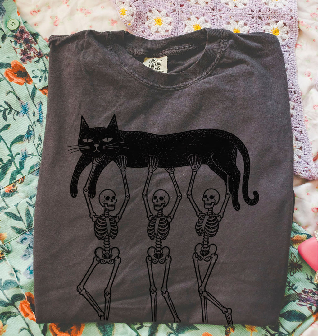 Lazy Bones Black Cat T-Shirt