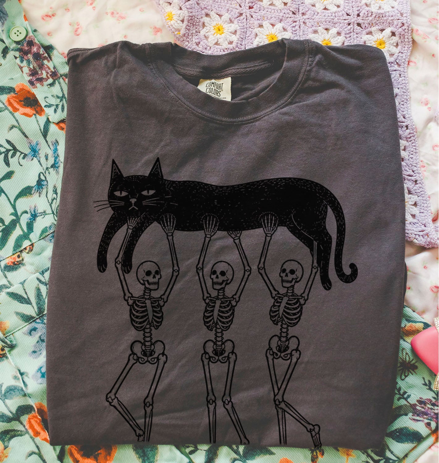 Lazy Bones Black Cat T-Shirt