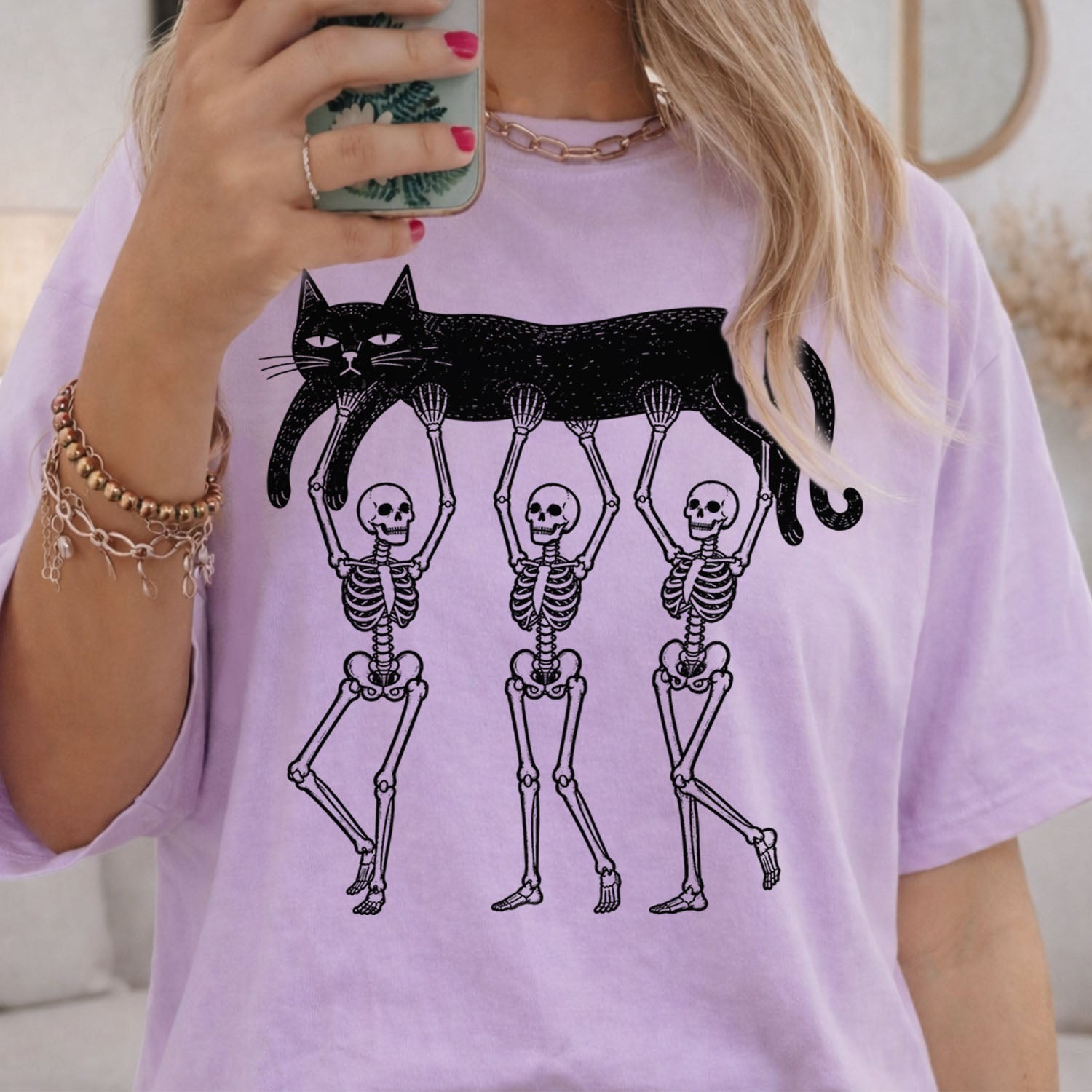 Lazy Bones Black Cat T-Shirt