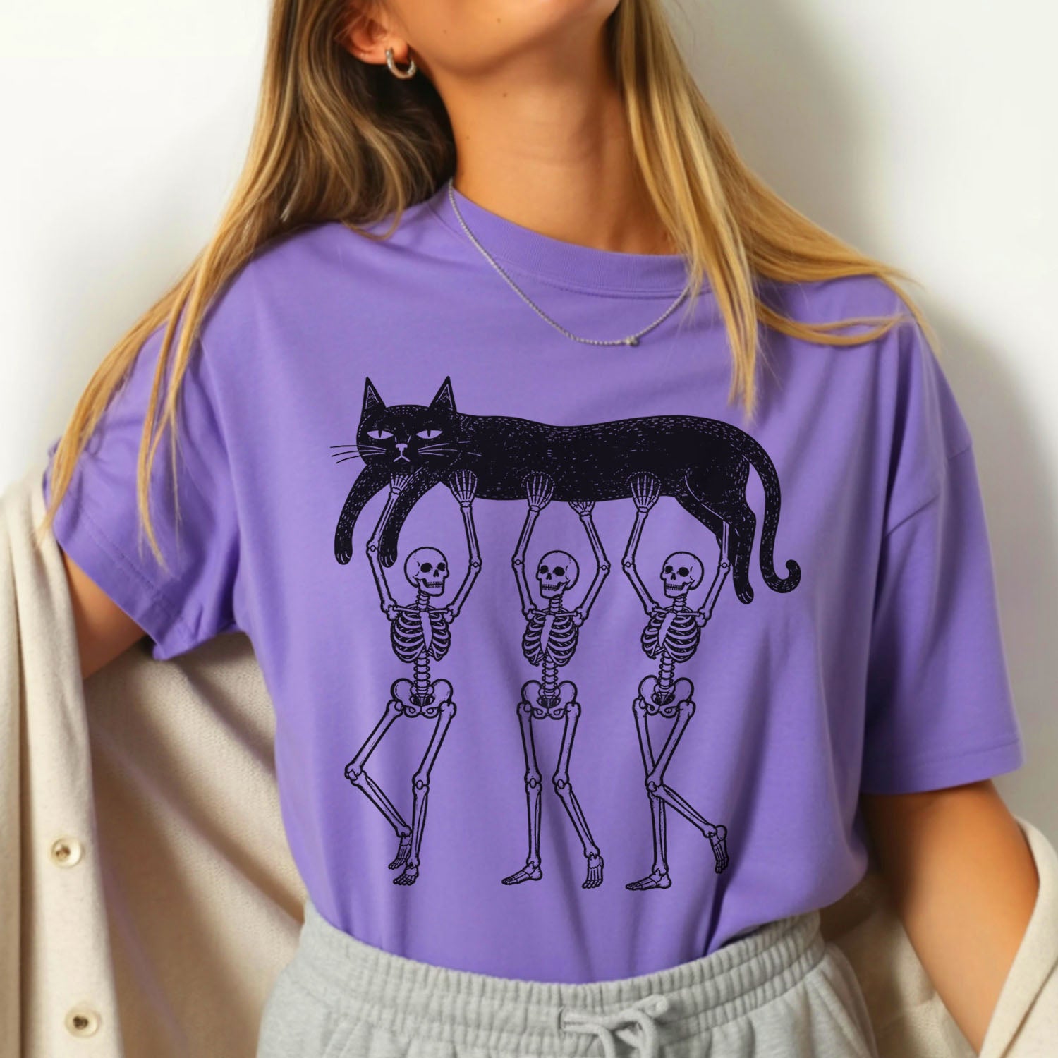 Lazy Bones Black Cat T-Shirt