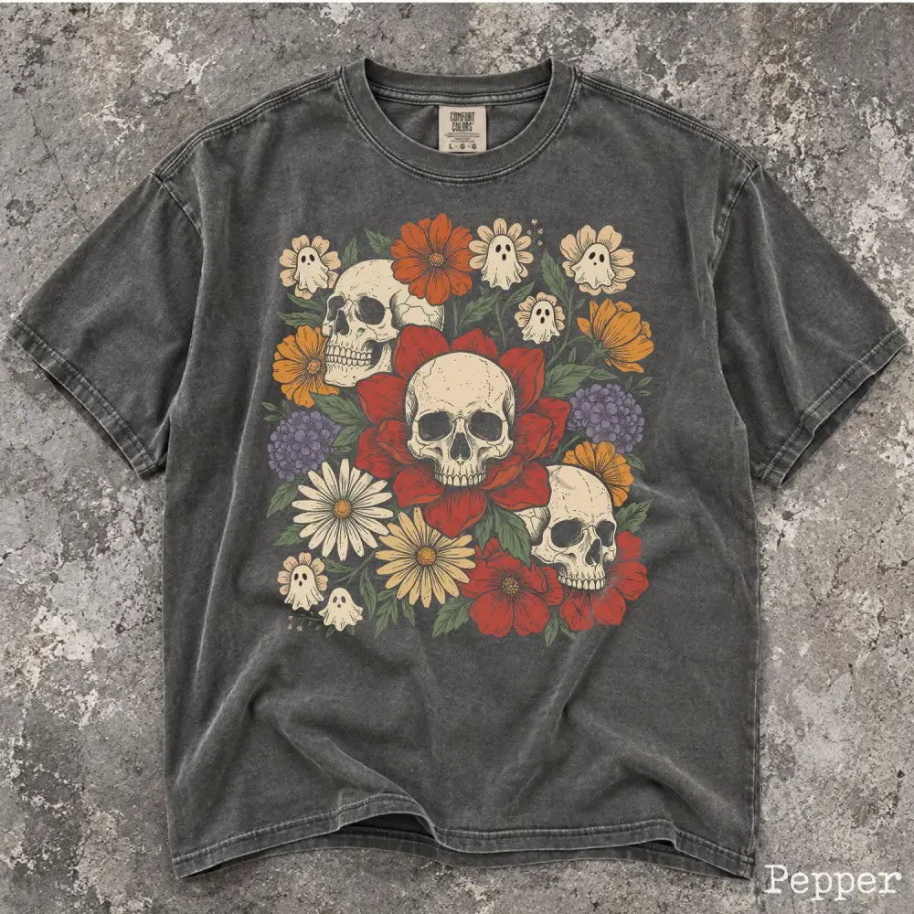 Skull Flower Comfort Colors T-Shirt - T-Shirt
