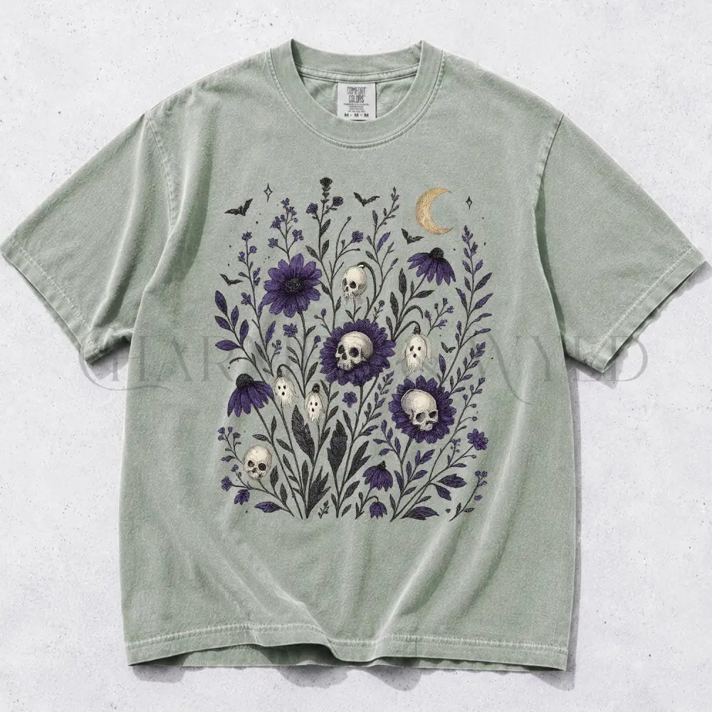 Skull Flower Comfort Colors T-Shirt - Bay / S - T-Shirt
