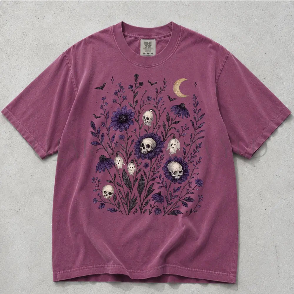 Skull Flower Comfort Colors T-Shirt - Berry / S - T-Shirt