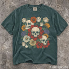 Skull Flower Comfort Colors T-Shirt - Blue Spruce / S - T-Shirt