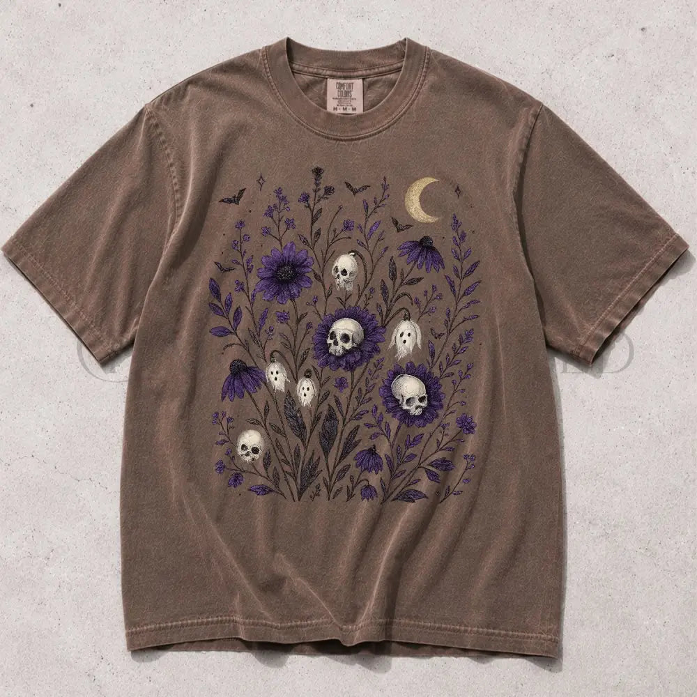 Skull Flower Comfort Colors T-Shirt - Espresso / S - T-Shirt
