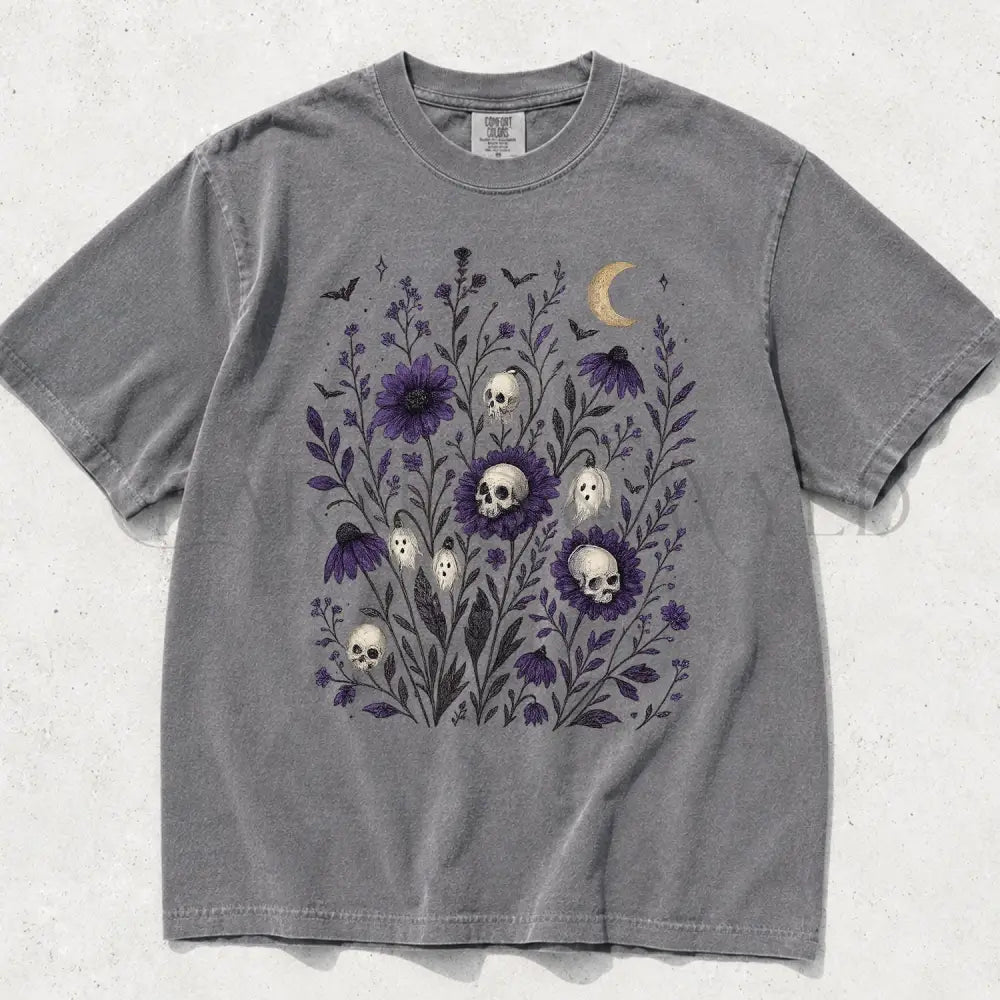 Skull Flower Comfort Colors T-Shirt - Grey / S - T-Shirt