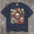 Skull Flower Comfort Colors T-Shirt - Navy / S - T-Shirt