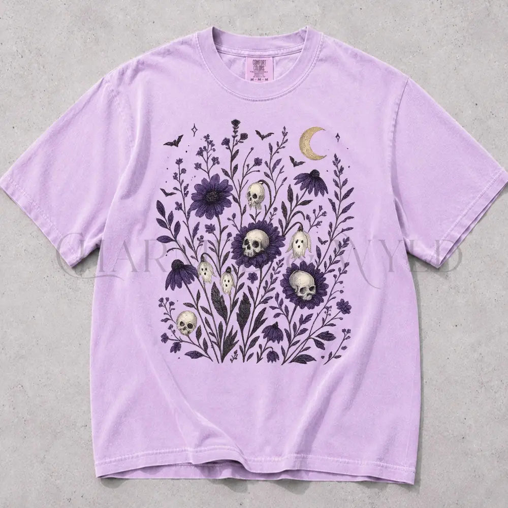 Skull Flower Comfort Colors T-Shirt - Orchid / S - T-Shirt