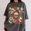 Skull Flower Comfort Colors T-Shirt - Pepper / S - T-Shirt