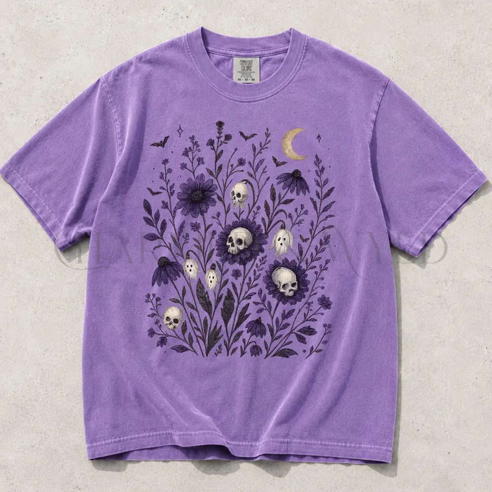 Skull Flower Comfort Colors T-Shirt - Violet / S - T-Shirt