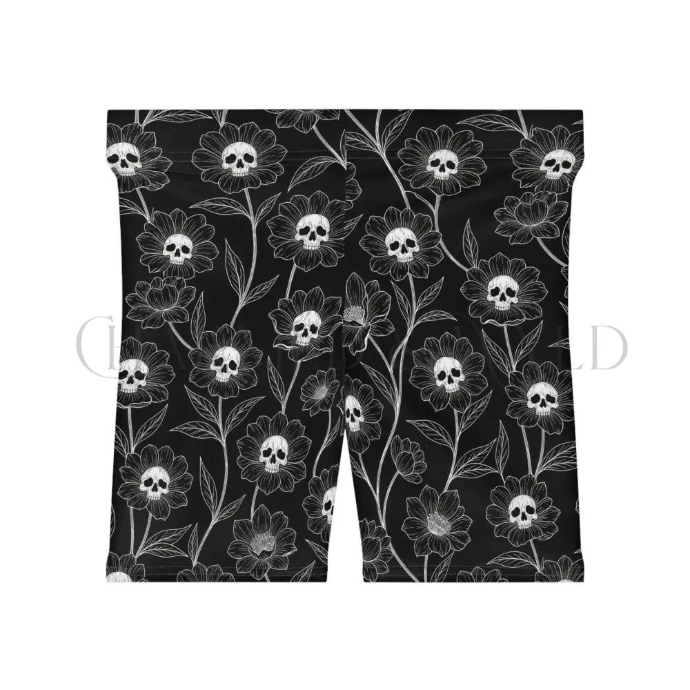 Skullflower Meadow Biker Shorts - All Over Prints