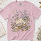 Sleeping Cat Purple Wildflower T-Shirt - Blossom / S - T-Shirt