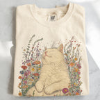 Sleeping Cat Flower T-shirt