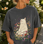 Sleeping Cat Flower T-shirt