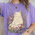 Sleeping Cat Flower T-shirt
