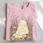 Sleeping Cat Flower T-shirt