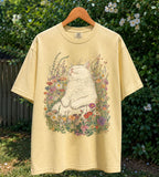 Sleeping Cat Flower T-shirt