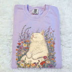 Sleeping Cat Flower T-shirt