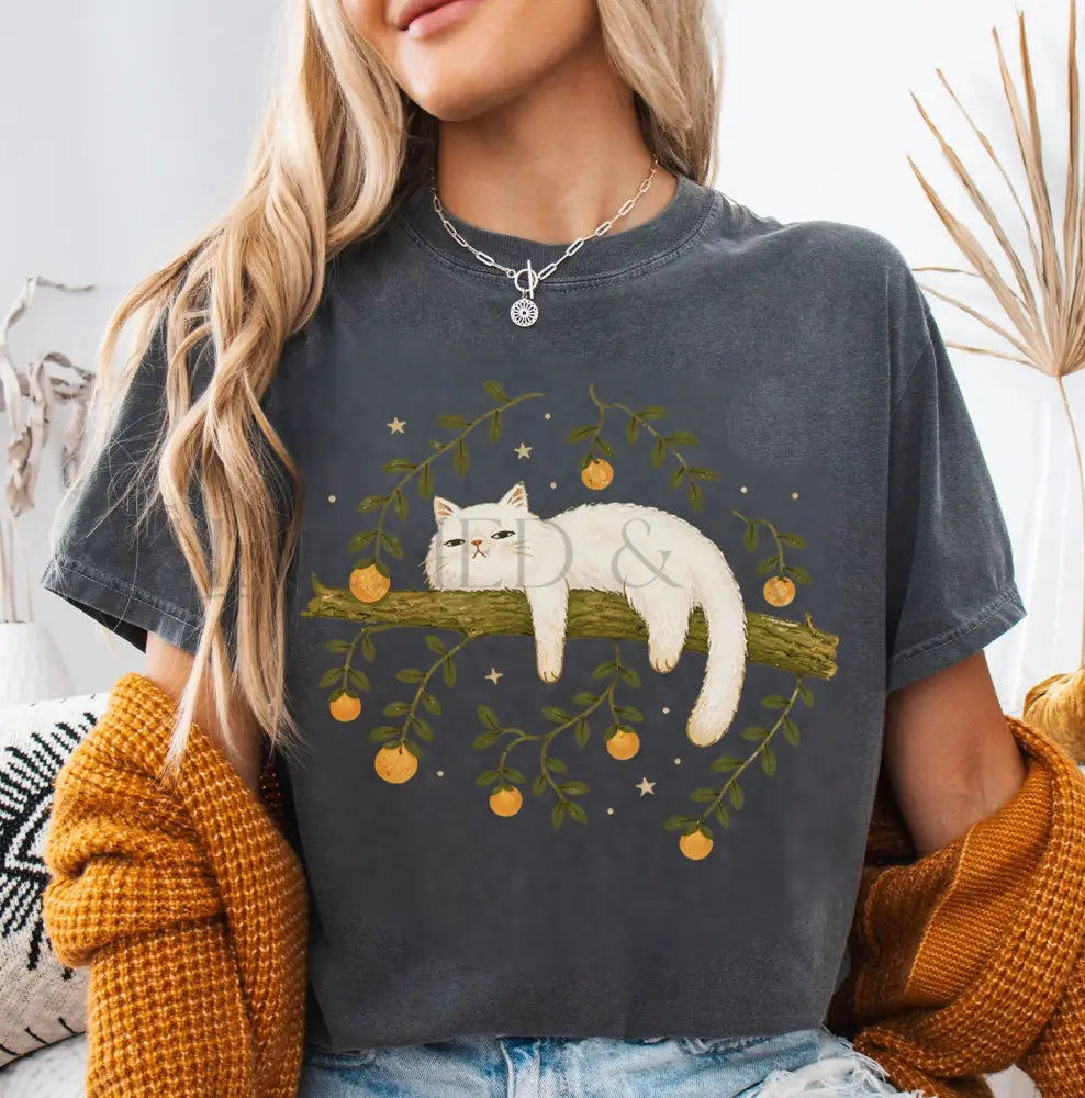Sleepy White Cat T-Shirt - T-Shirt