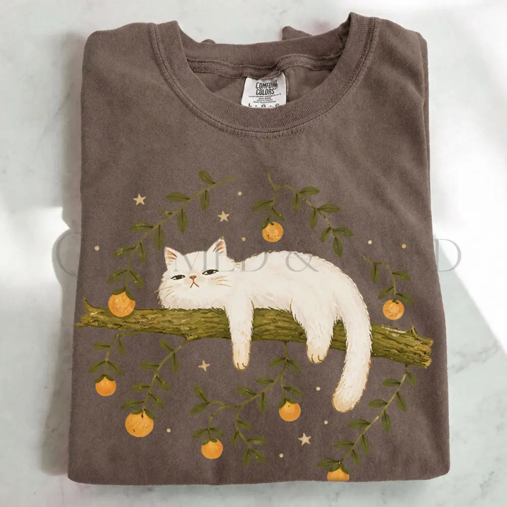 Sleepy White Cat T-Shirt - T-Shirt
