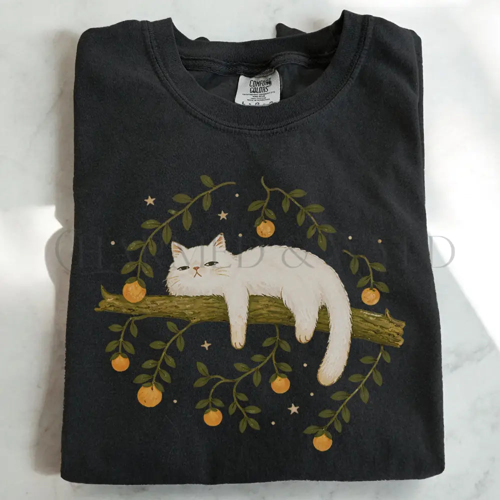 Sleepy White Cat T-Shirt - T-Shirt