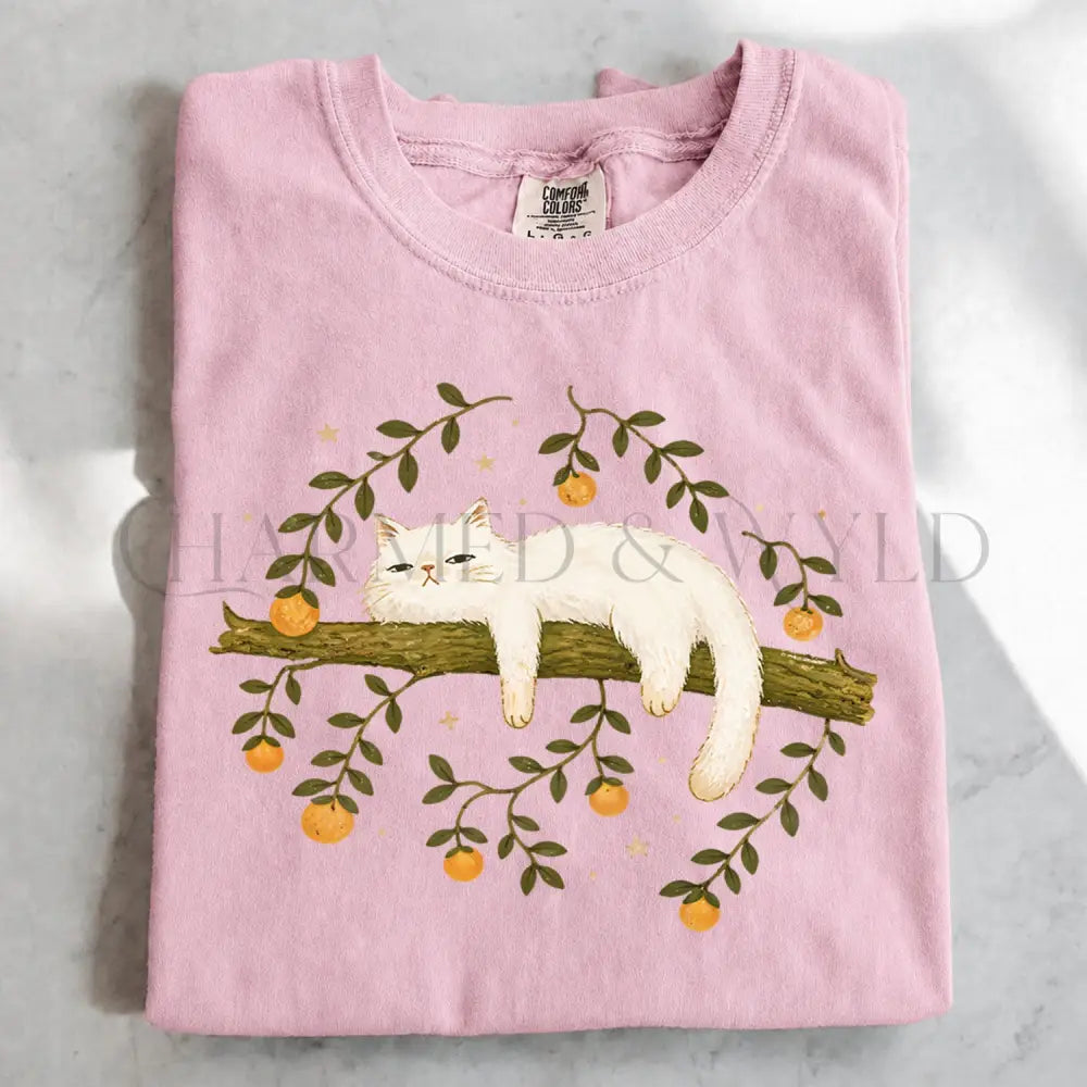 Sleepy White Cat T-Shirt - T-Shirt
