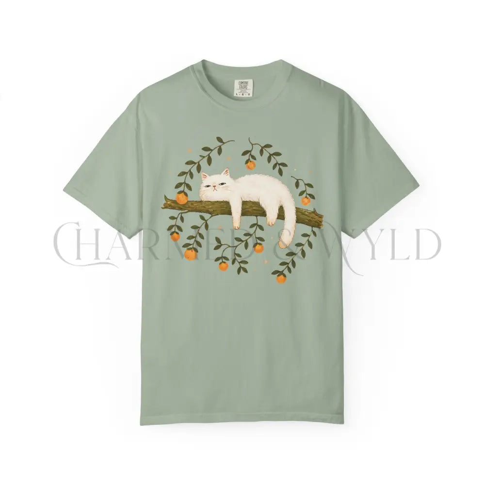 Sleepy White Cat T-Shirt - Bay / S - T-Shirt