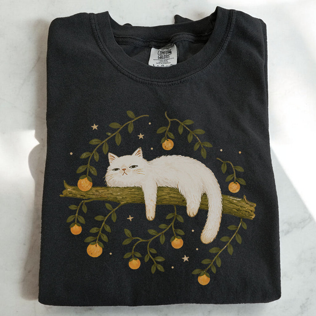 Sleepy White Cat T-Shirt