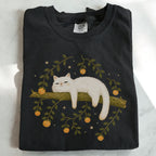 Sleepy White Cat T-Shirt