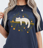 Sleepy White Cat T-Shirt