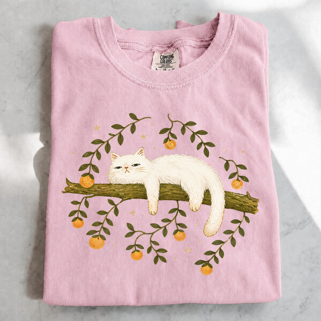 Sleepy White Cat T-Shirt