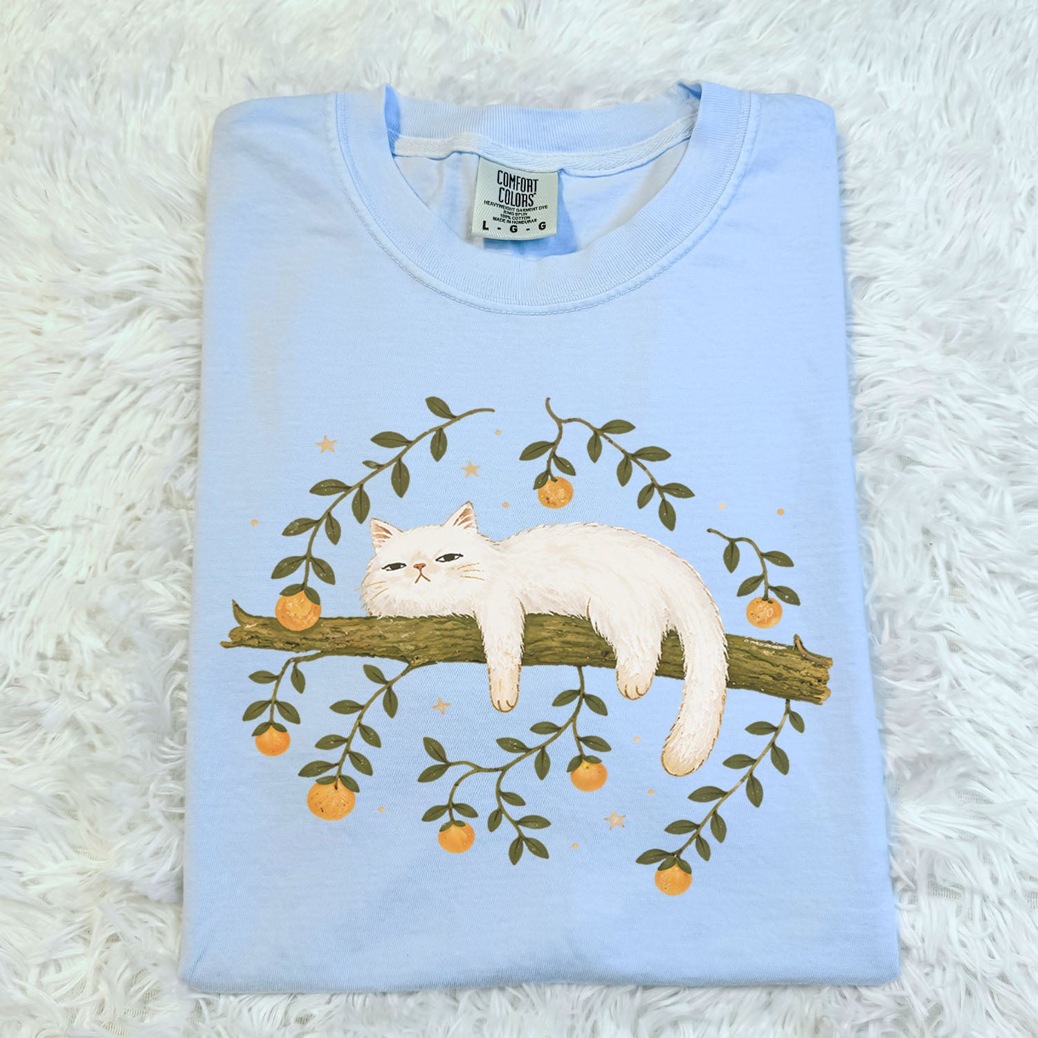 Sleepy White Cat T-Shirt