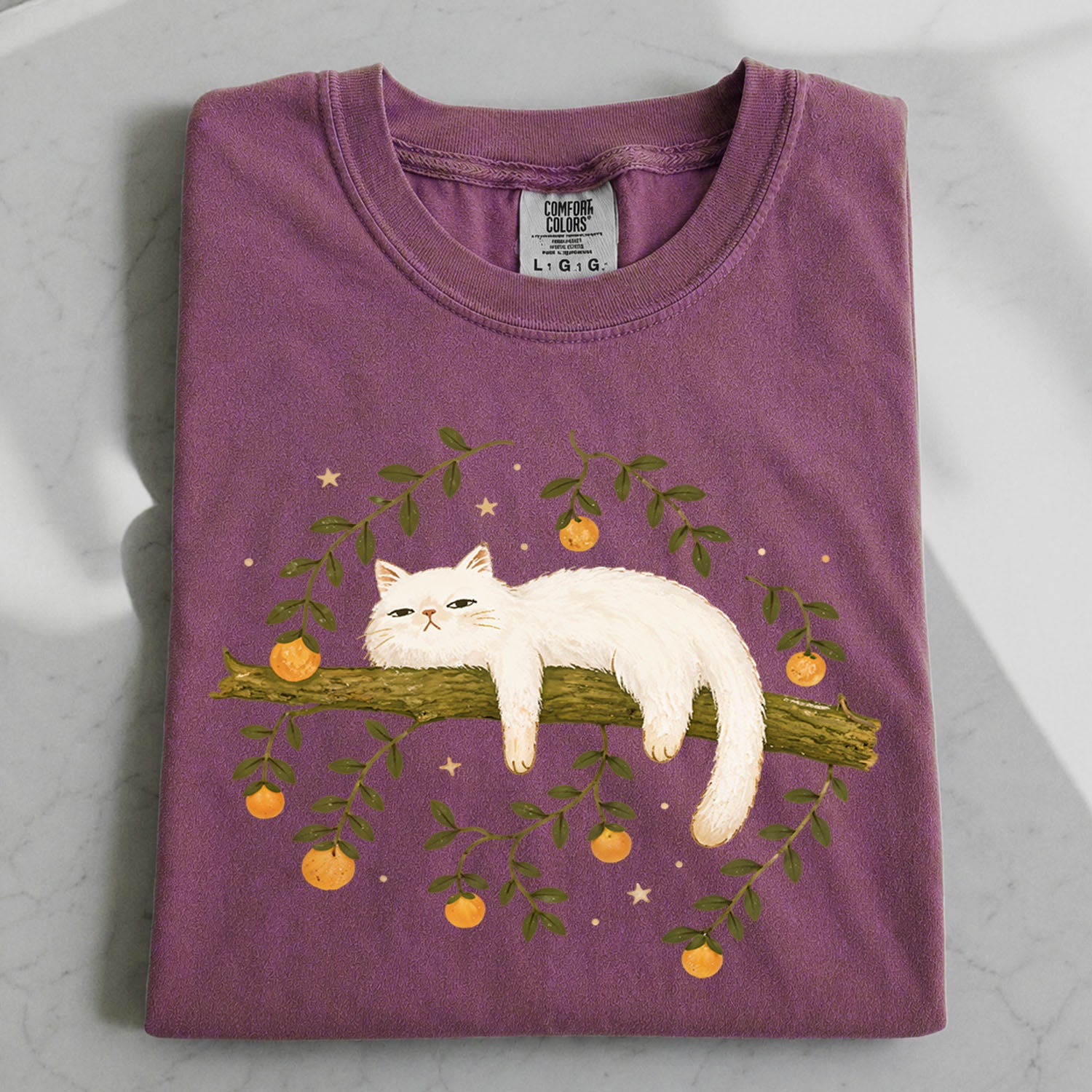 Sleepy White Cat T-Shirt