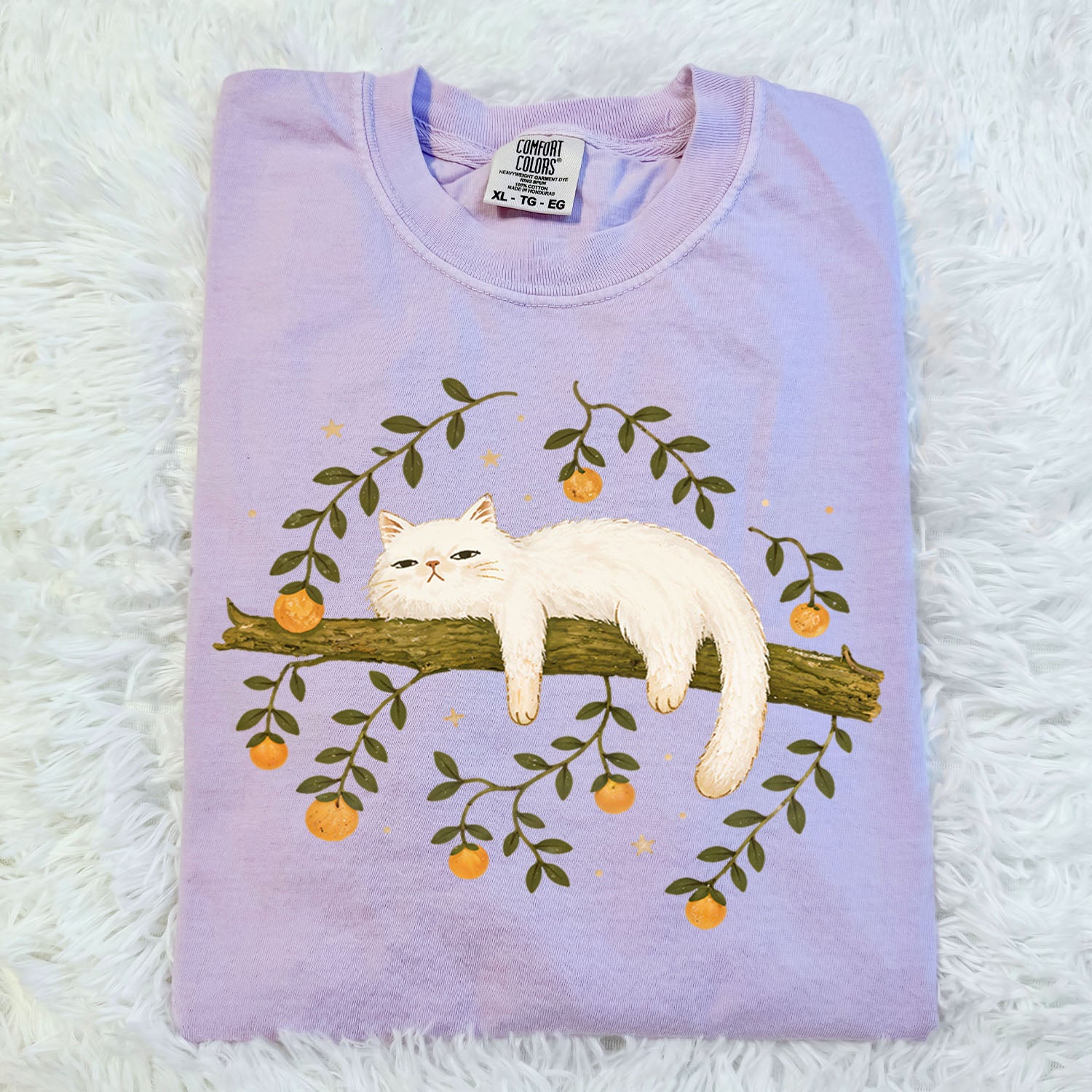 Sleepy White Cat T-Shirt