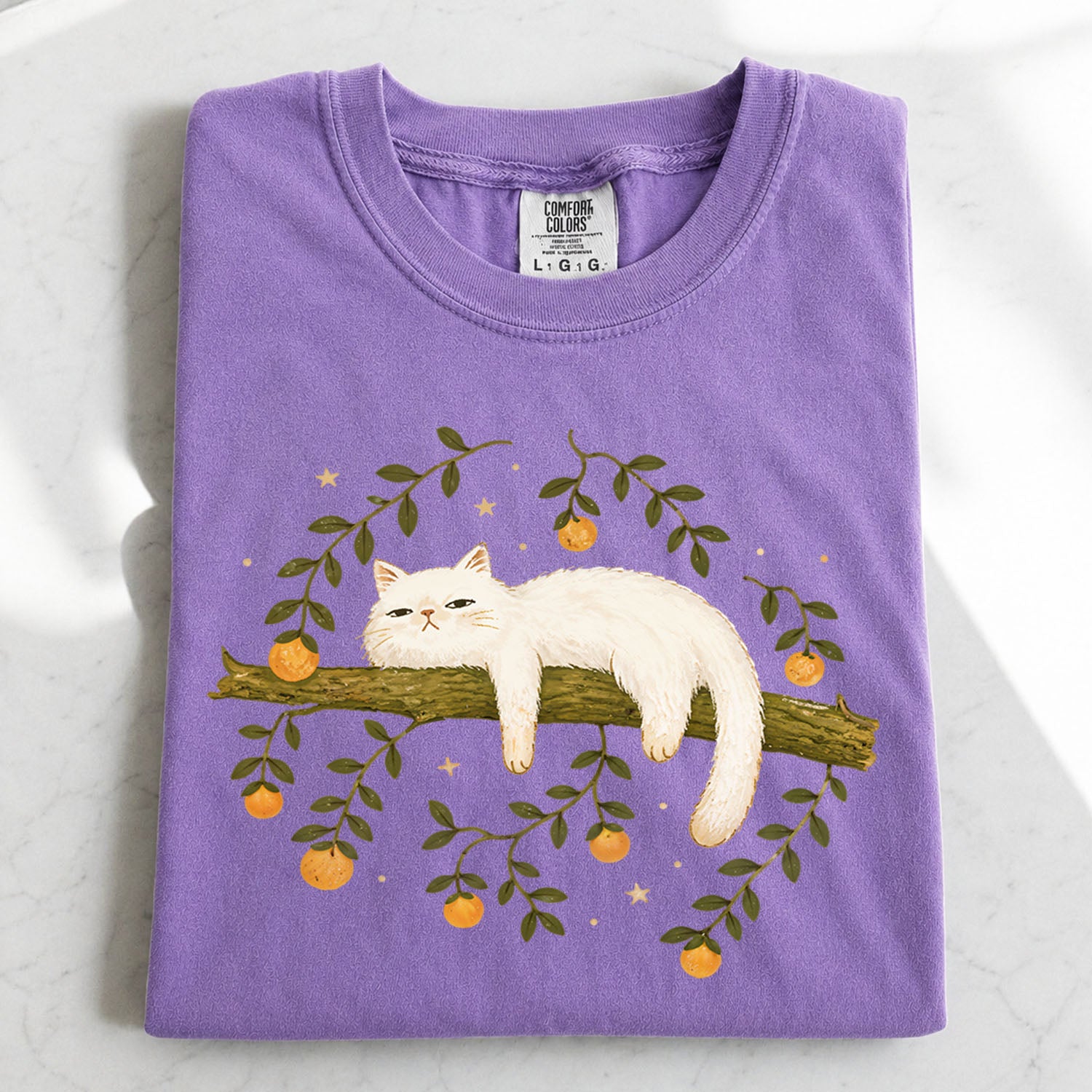 Sleepy White Cat T-Shirt
