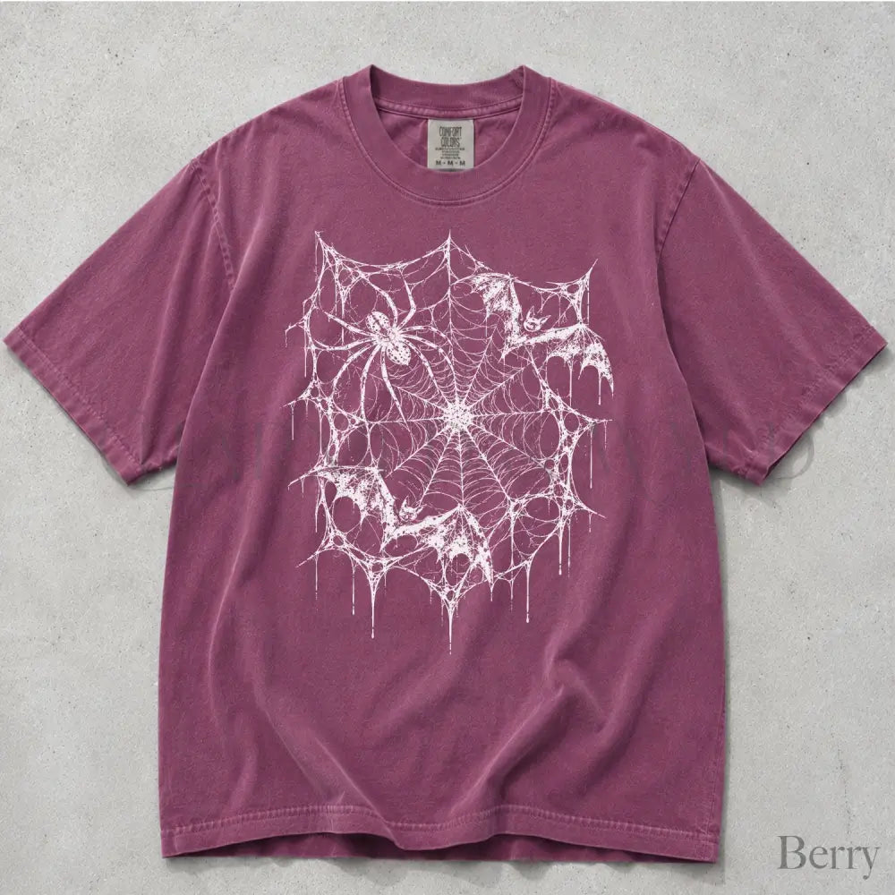 Spider Web Bat Comfort Colors T-Shirt - Berry / S - T-Shirt