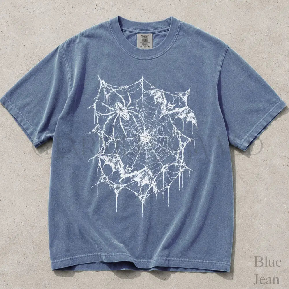 Spider Web Bat Comfort Colors T-Shirt - Blue Jean / S - T-Shirt