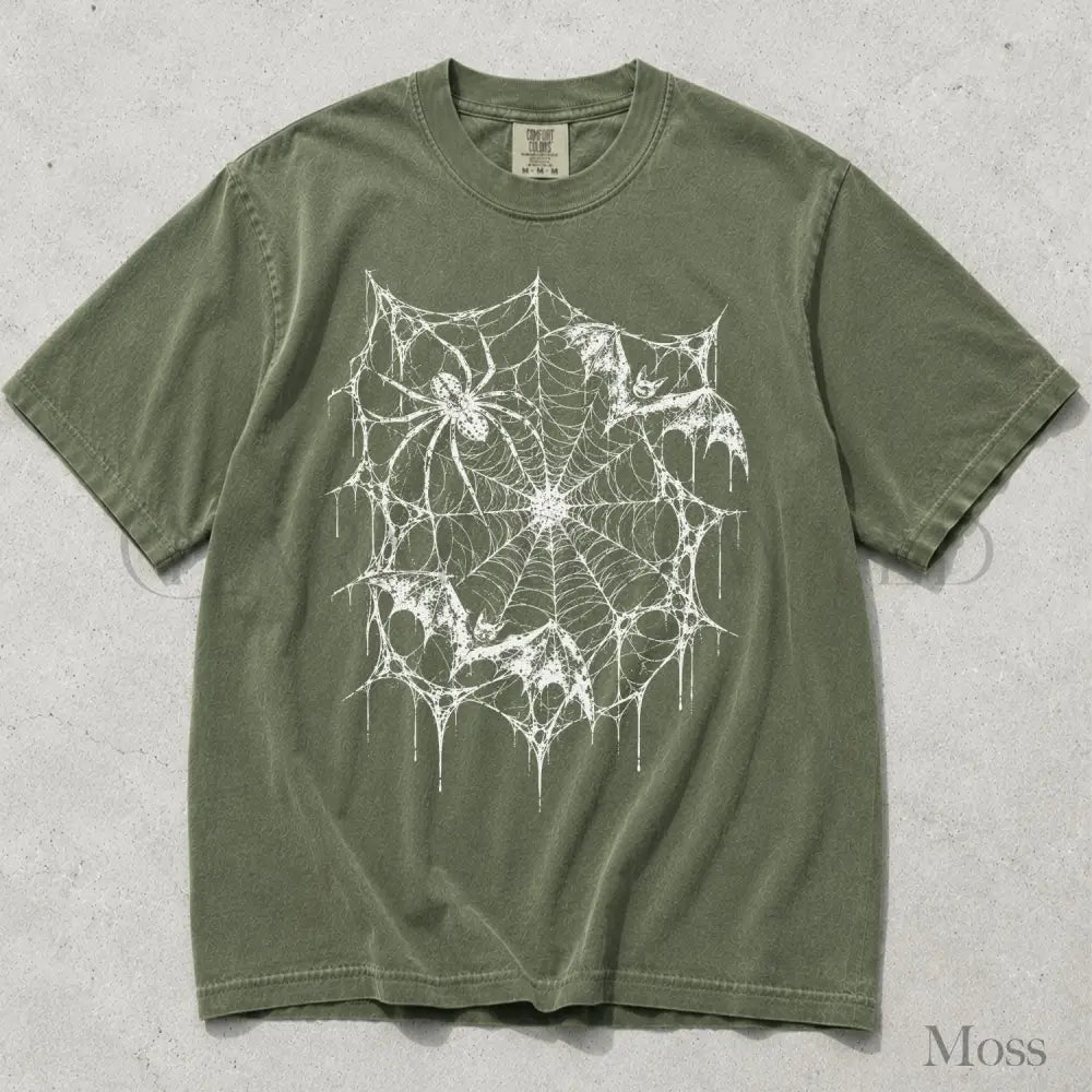 Spider Web Bat Comfort Colors T-Shirt - Moss / S - T-Shirt