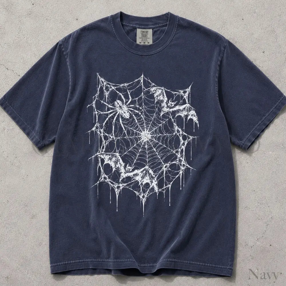 Spider Web Bat Comfort Colors T-Shirt - Navy / S - T-Shirt