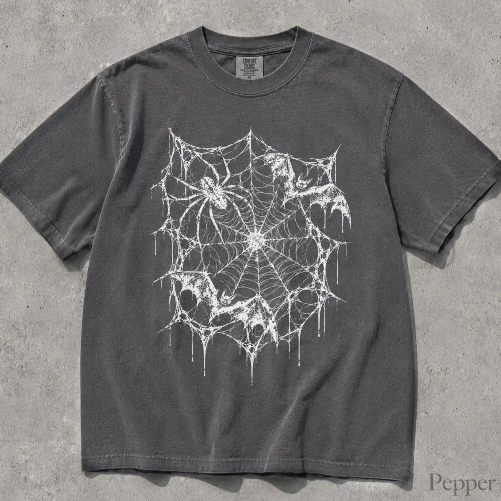 Spider Web Bat Comfort Colors T-Shirt - Pepper / S - T-Shirt
