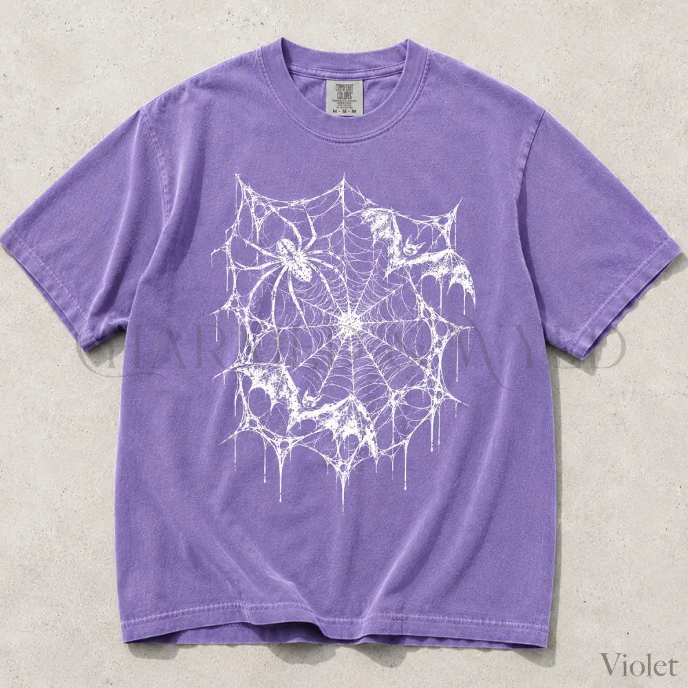 Spider Web Bat Comfort Colors T-Shirt - Violet / S - T-Shirt