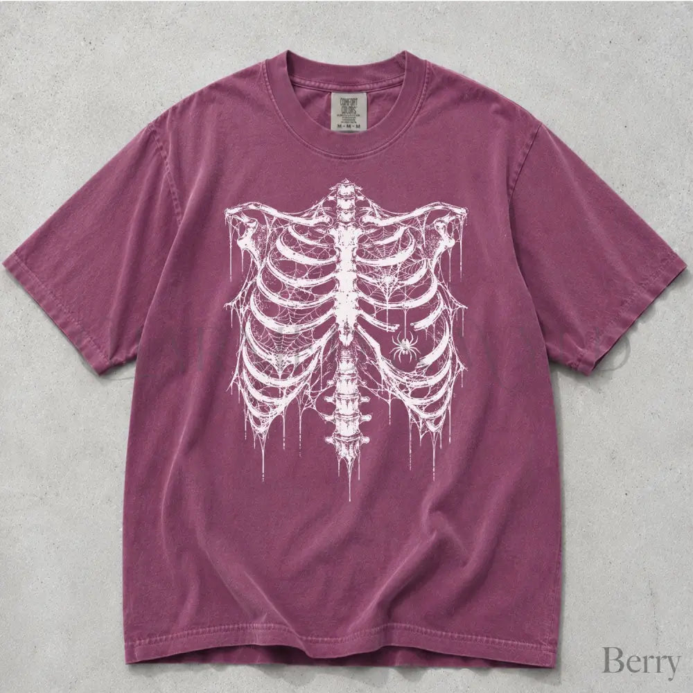Spider Web Ribcage Comfort Colors T-Shirt - Berry / S - T-Shirt