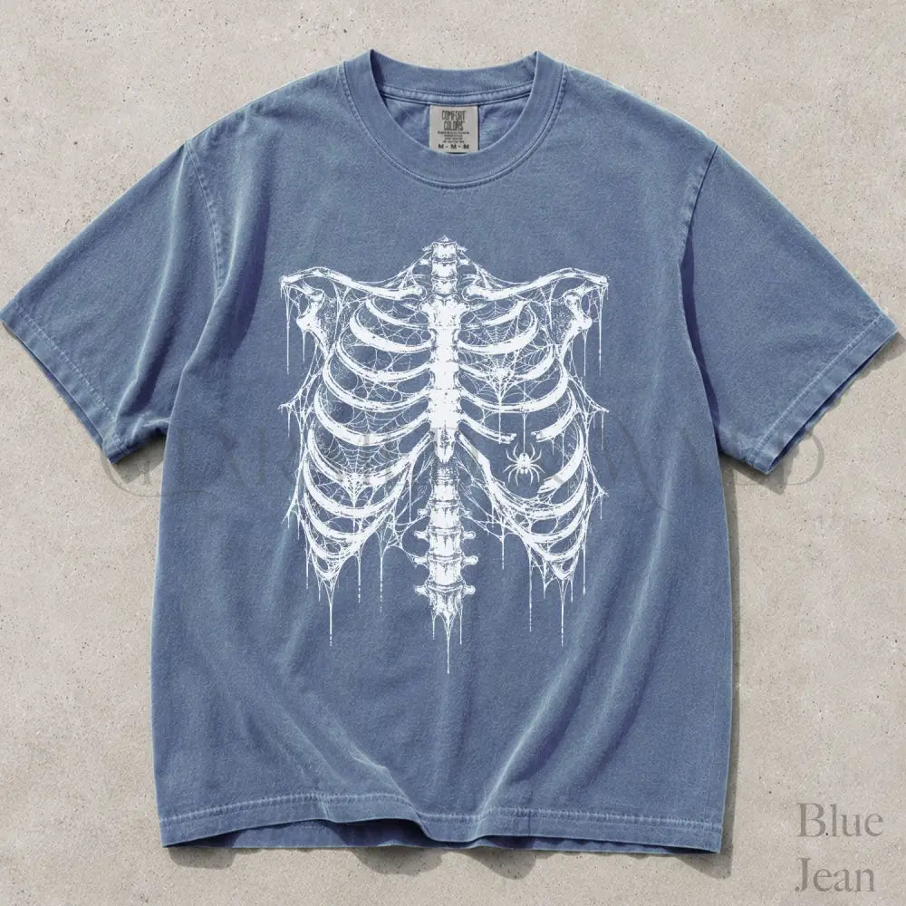 Spider Web Ribcage Comfort Colors T-Shirt - Blue Jean / S - T-Shirt