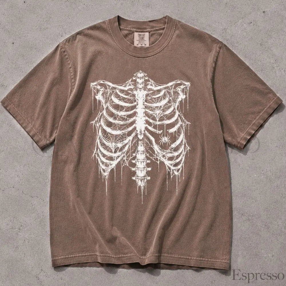 Spider Web Ribcage Comfort Colors T-Shirt - Espresso / S - T-Shirt