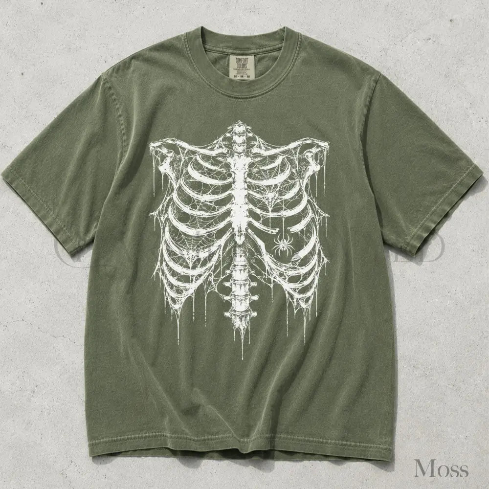 Spider Web Ribcage Comfort Colors T-Shirt - Moss / S - T-Shirt