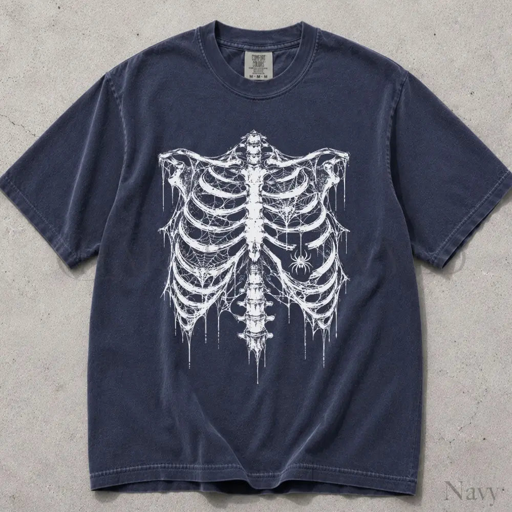 Spider Web Ribcage Comfort Colors T-Shirt - Navy / S - T-Shirt