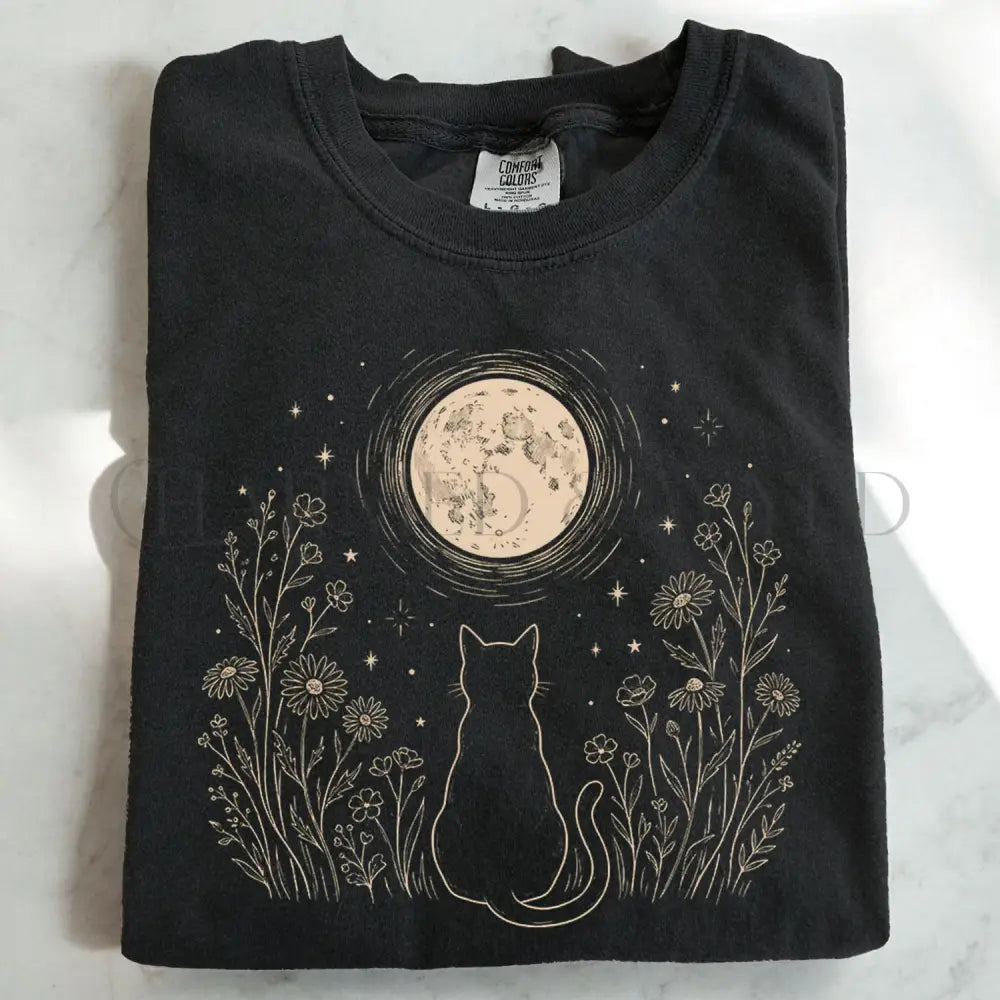 Stargazing Cat Moon T-Shirt - T-Shirt