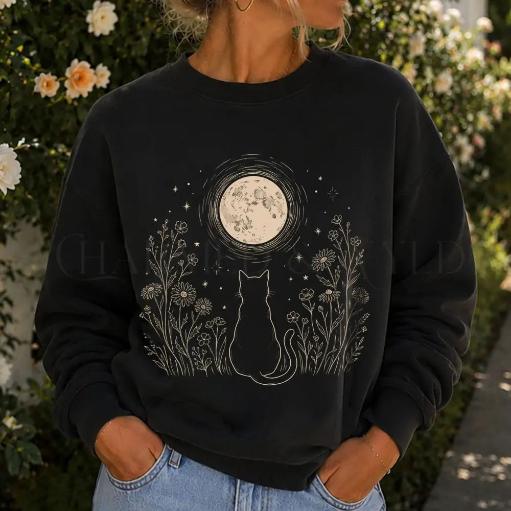 Stargazing Cat Sweatshirt - Charmed and Wyld