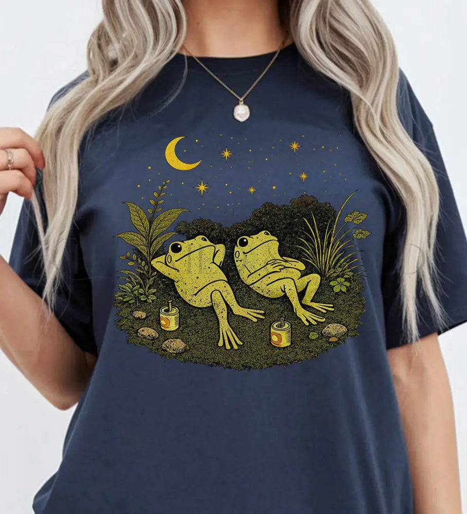 Stargazing Frogs T-Shirt - Navy / S - T-Shirt